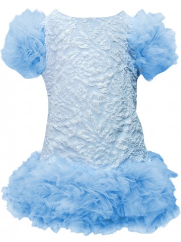 Платье для девочки праздничное нарядное на выпускной с фатином голубое