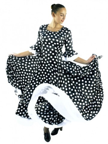 Платье Фламенко черное в белый горох
