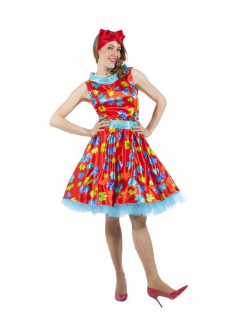 Платье в стиле 50-х с листочками красное фото