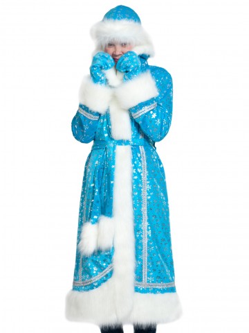 Плюшевый костюм Снегурочки с варежками для взрослых