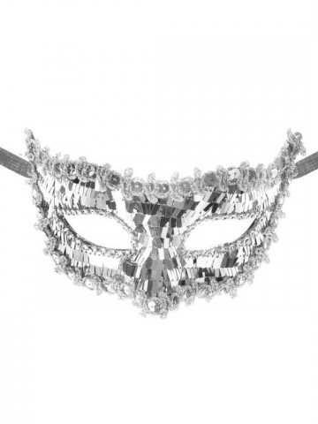 Серебряная венецианская маска с пайетками