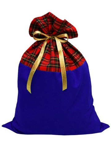 Шотландский мешок для подарков красно-синий