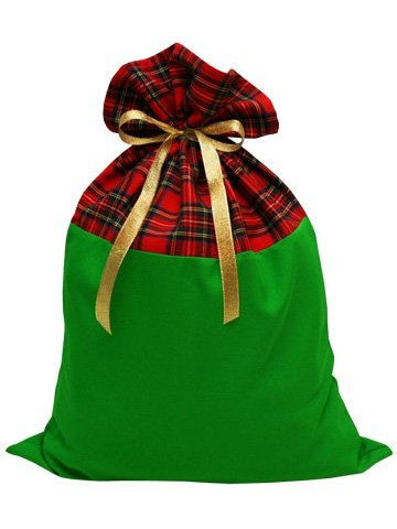 Шотландский мешок для подарков красно-зеленый