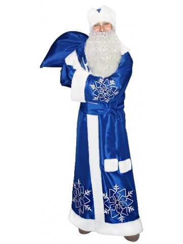 Синий костюм Снежинка для Деда Мороза с бородой