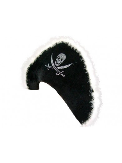 Черная шляпа пирата с белой опушкой