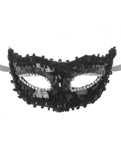 Черная венецианская маска с пайетками
