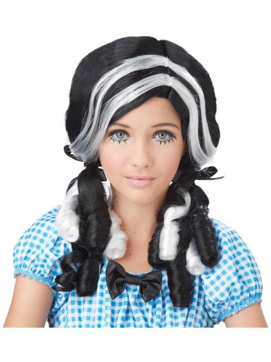 Черно-белый парик куколки с кудрявыми локонами