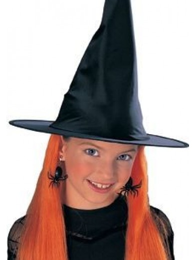 Детская шляпа ведьмы с оранжевыми волосами