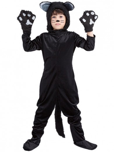 Детский костюм черного кота с лапками