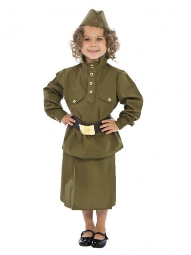 Детский костюм военный гимнастерка с юбкой