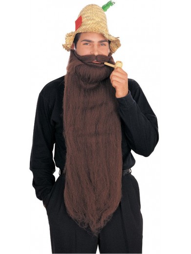 Длинная коричневая борода с усами