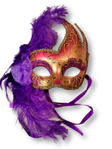 Фиолетовая венецианская маска с пером