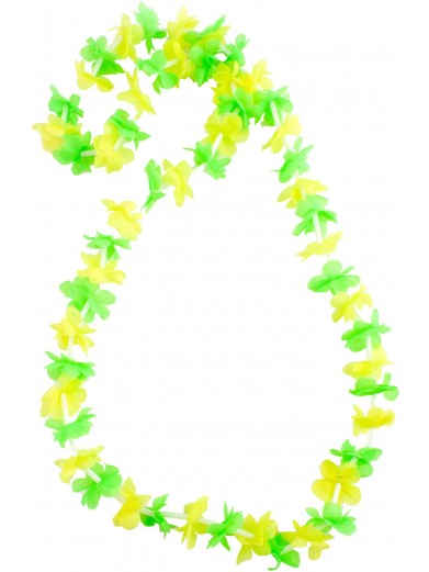Гавайское ожерелье желто-зеленое из маленьких цветочков