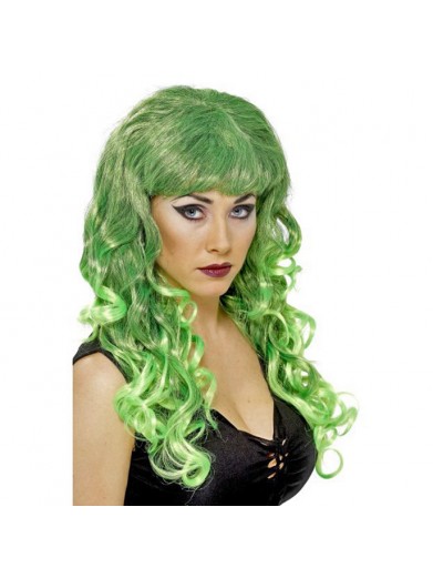 Яркий зелёно-чёрный парик