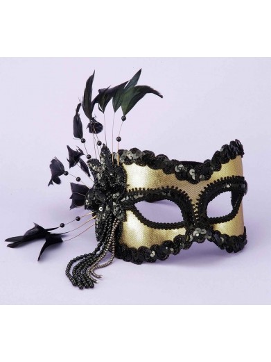 Карнавальная черно-золотая маска фото