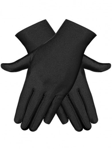 Короткие черные атласные перчатки