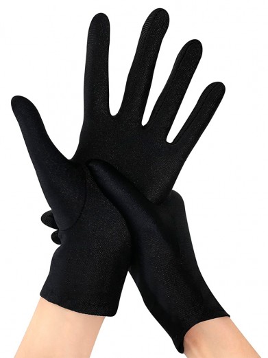 Короткие черные перчатки из лайкры