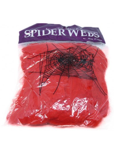 Красная искусственная паутина с пауками 20 г