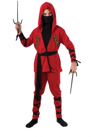 Красный костюм ниндзя-воина для ребенка