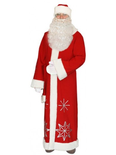 Красный костюм Серебристые снежинки для Деда Мороза