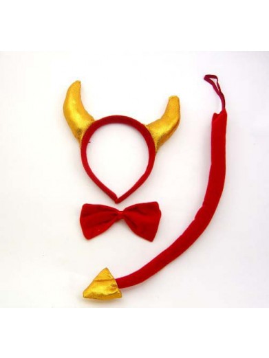 Красный набор дьявола с золотыми рожками