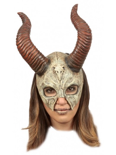 Латексная маска Мистический череп с рогами