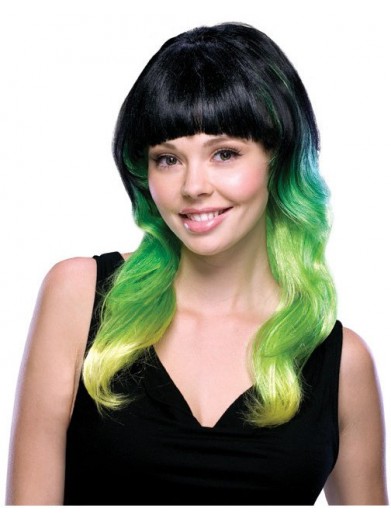 Парик брюнетки с трехцветными кончиками волос
