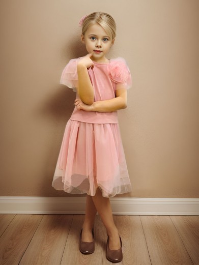 Платье детское праздничное для девочки розовое