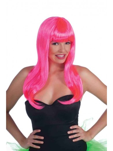 Розовый неоновый парик фото
