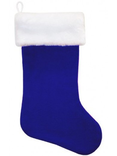 Синий рождественский носок с искусственным мехом