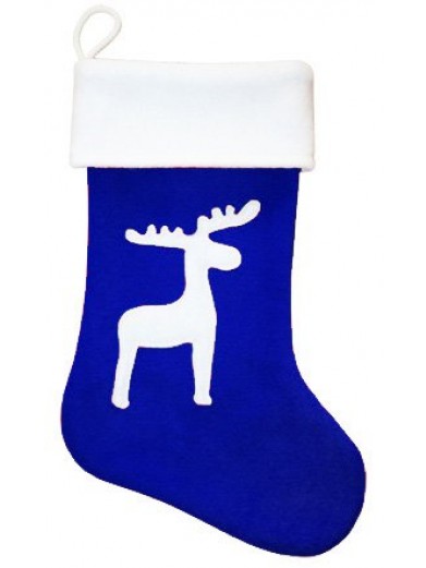 Синий рождественский носок с оленем