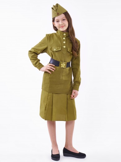 Военный костюм для девочки из саржи