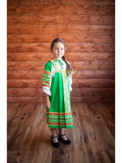 Зеленый сарафан Русский дух детский