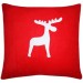 Красная новогодняя подушка с оленем