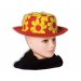 Красная шляпа клоуна с желтыми цветами