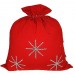 Красный новогодний подарочный мешок Серебристые снежинки