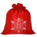 Красный новогодний подарочный мешок Снежинка