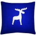 Синяя новогодняя подушка с оленем